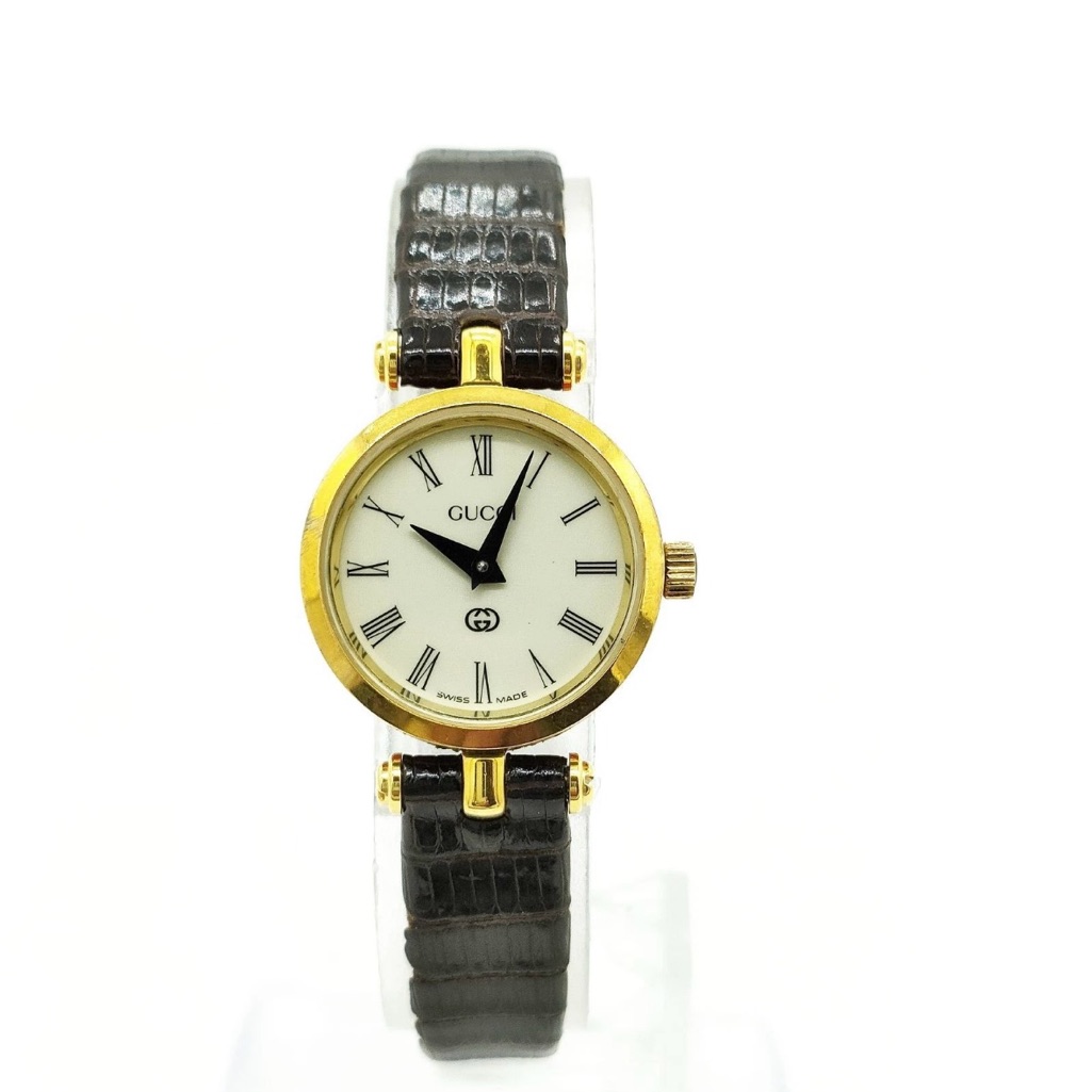Gucci Gold Case Watch With Black Strap